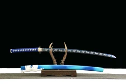 Alternative view of Blue Flame - Katana Forjada a Mao em Aco carbono 1065