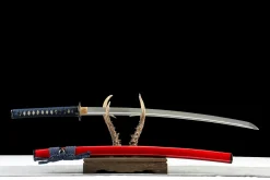 Alternative view of Crimson Edge - Katana Forjada a Mao em Aco carbono 1065