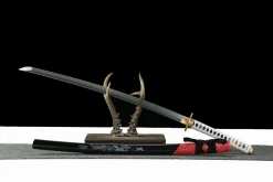 Crimson Gale - Katana Forjada a Mao em Aco Damasco