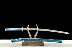 Alternative view of Fallen Star - Katana Forjada a Mao em Aco Damasco