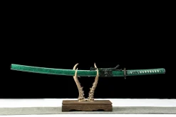 Teal Wave - Katana Forjada a Mao em Aco Damasco