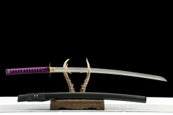 Abyss Edge - Katana Forjada a Mao em Aco Damasco temperado argila