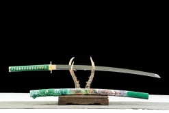 Wind Strike Tiger - Katana Forjada a Mao em Aco Damasco temperado argila
