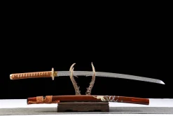 Alternative view of Black Gold Brown Weave - Katana Forjada a Mao em Aco ferramenta T10