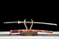 Alternative view of Crimson Flame Cloud Cleave - Katana Forjada a Mao em Aco ferramenta T10
